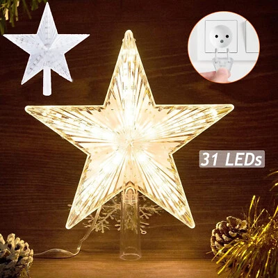 LED Weihnachtsbaum Spitze Stern Christbaumspitze Tannenbaum Warmweiß Beleuchtet - Bild 1 von 4