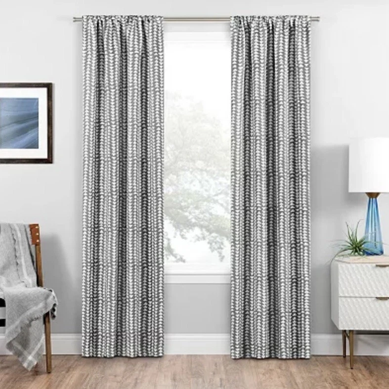 Eclipse Naya Blackout Window Rod Pocket Curtain 37x95 in. Grey One Panel New - Image 1 of 4