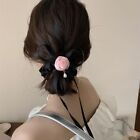 Roses Shape Elastic Tied Hair Ornament with Pearl Hair Rope Rose Hair Clip