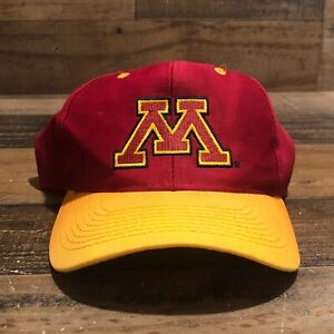 VTG Minnesota Gophers Hat Snapback Cap Mens Maroon NCAA Hockey 90s Logo 7 - READ