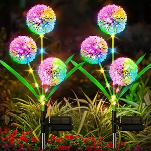Solar Lights Outdoor Garden Decor, 2 Pack Upgraded Solar Dandelion Garden Lights - Picture 1 of 12