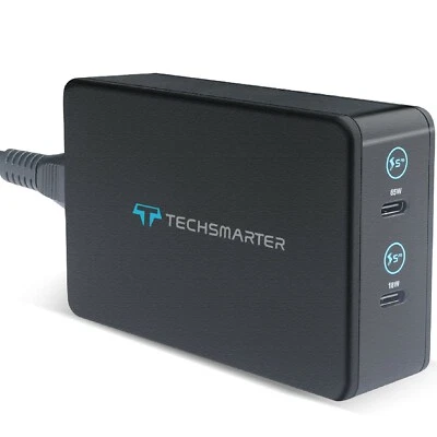 Techsmarter 75W Dual USB C PD Desktop Wall Charger iPhone Samsung iPad MacBook - Image 1 of 4