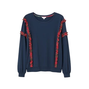 Crown & Ivy Large Top Rüschenbesatz Sweatshirt Weihnachten kariert Langarm 1576 - Bild 1 von 8