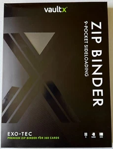 VaultX Premium Exo-Tec® Zip Mappe - 9 Taschen für 360 Sammelkarten - SCHWARZ NEU - Bild 1 von 4