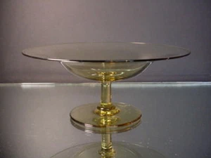 H C Fry Glass Hand Blown Elegant Glass Amber Compote Polished Pontil Mark 1925 - Picture 1 of 5