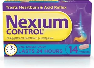 Nexium Control - 14 Tablets 20MG Gastro Resistant Heartburn Acid Reflux Relief - Picture 1 of 4