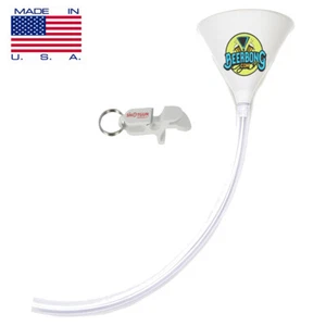 Large Beer Bong Funnel (3’ Long) | White Funnel & Shotgun Keychain | Made in USA - Picture 1 of 5