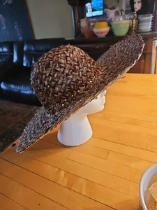 Cappello da sole donna vintage Ralph Lauren Rafia spiaggia di paglia mai usato - Foto 1 di 9