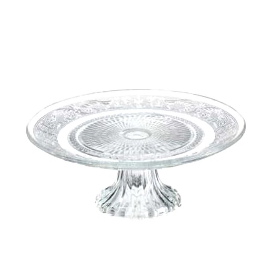 Alzata in vetro decorato porta torta dolci crostata cm 25,8 o 29,2 - Immagine 1 di 1