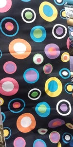 Circle S, Fabric, Colorful Polka Dots on Black - Picture 1 of 3