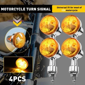 4 Pack Universal Motorcycle Turn Signals Blinker Lights Amber For Suzuki DRZ400s - Picture 1 of 16
