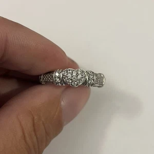Judith Ripka Textured Sterling Silver Band Ring size 8 K24 - Picture 1 of 9