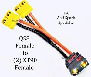 RCP-SPECIAL QS8 Female to (2) XT90 Females Parallel Harness 8 or 10 awg Wire - Picture 1 of 1