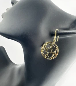 Tiffany & Co Picasso Zellige 18K Yellow Gold Medallion Drop Dangle Earrings 6.2G - Picture 1 of 11