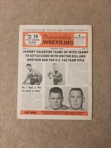 1966 Championship Wrestling Program Tag Team Title Valentine Sammartino & Miller - Bild 1 von 9