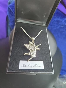 925 Sterling Silber Halskette Fee Anhänger an einer 18" 925 Kette. VERPACKT - Bild 1 von 10