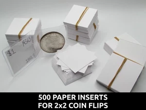 500 Paper Inserts for 2x2 coin flips - acid-free, safe for coins - bulk deal - Picture 1 of 4