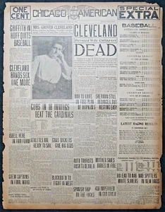 1908 Chicago Newspaper Front Page - President Grover Cleveland Dead - Picture 1 of 4