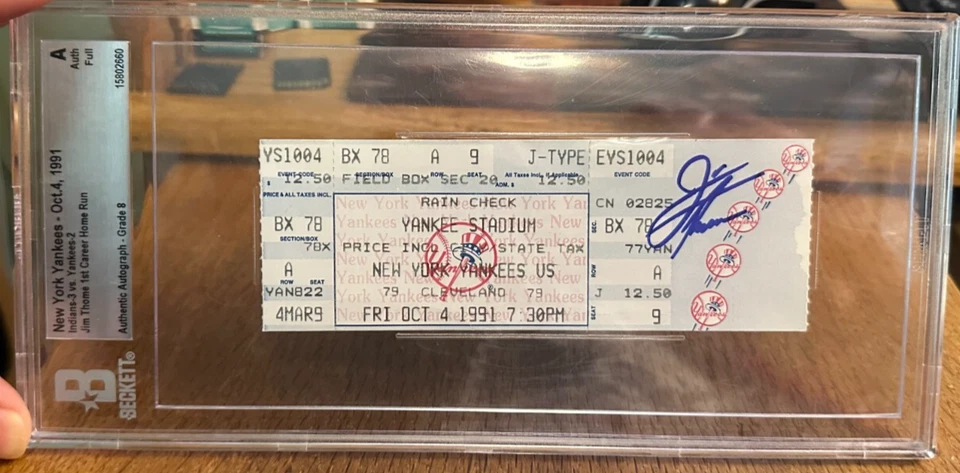 Jim Thome 1st career Homerun signed full ticket 10/4/91 Indians HOFer First HR - Image 1 of 2