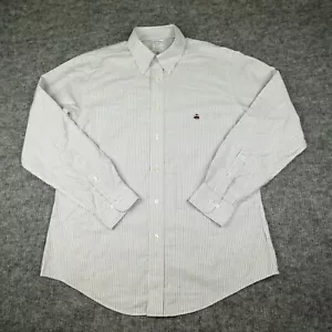 Brooks Brothers Shirt Mens Large Blue Brown Striped Regent Non-Iron LS Supima - Picture 1 of 14
