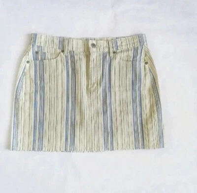 DOS by VINCE CAMUTO TALLA 10 Falda Corta Azul Marfil Rayas Denim Bolsillos Informal Foto 1 de 4