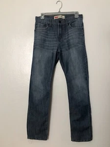 Levis Jeans Mens 18 Reg 29 x 29 Blue 514 Slim Straight Fit Dark Wash Faded Denim - Picture 1 of 15
