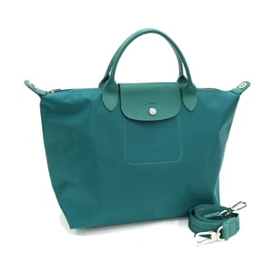 Longchamp 2WAY Handbag Le Pliage Energy L1515 Green Nylon Leather Used Shoulder - Picture 1 of 8