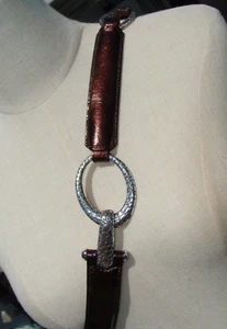 BRIGHTON BRONZE STRETCH PATENT LEATHER BELT - 36" - Picture 1 of 6