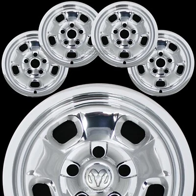 4 fits Dodge Ram 1500 2013-2024 Chrome 17" Wheel Skins Hub Caps Covers Steel Rim - Image 1 of 4