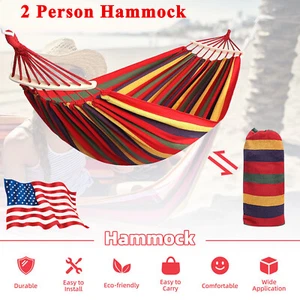 2 Person Double Camping Hammock Chair Bed Outdoor Hanging Swing Sleeping Garden - Picture 1 of 17