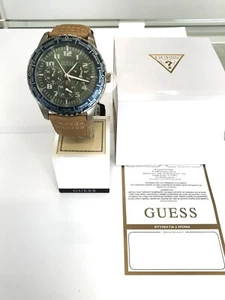 Guess Gents W1170G1 Stainless Steel Case Green Dial and Bezel Day date Watch - Picture 1 of 3