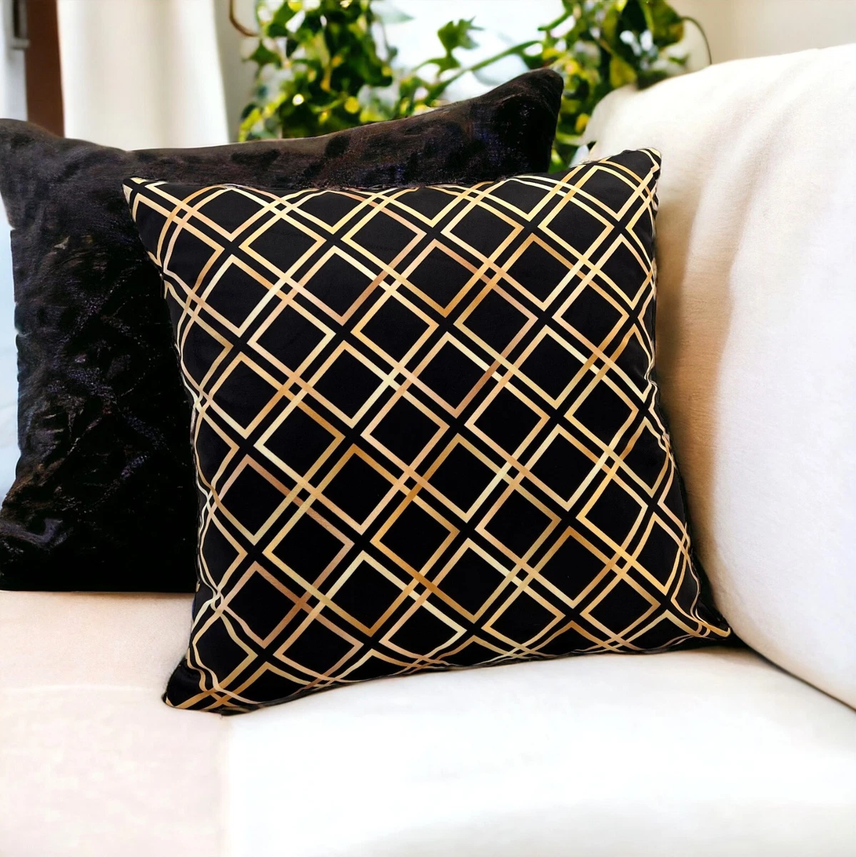 Geometrisch Gemusterte Kissenbezüge, 2er Set, 50x50 Cm, Aus Polyester, Mit Reißverschluss, Modernes Retro-Design In Grau/Schwarz/Weiß