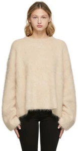 EEUC TOTÊME Boxy Alpaca-knit Crewneck Sweater In Stone $680 - Picture 1 of 6