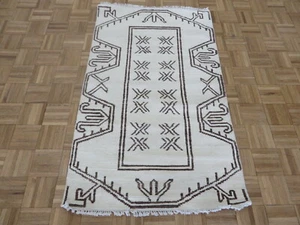3'1 x 5 Hand Knotted Ivory Geometric Oushak Oriental Rug G11889 - Picture 1 of 10