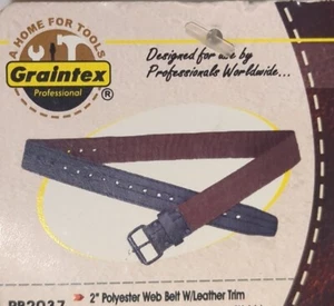 Cinturón de tela de polietileno Graintex 2"" con borde de cuero se adapta a 28""- 50"" cintura marrón correas nuevo con etiquetas - Imagen 1 de 6