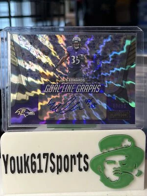 2022 Playbook Gus Edwards Gold Goal Line Graphs Auto Autograph #/99 Ravens - Image 1 of 2