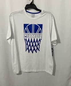 AND1 Men’s T Shirt Basketball Shiny Blue & White Graphic Tee Air Mail XL NWT - Picture 1 of 7