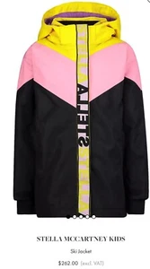 NWT STELLA MCCARTNEY KIDS SKI JACKET COLORBLOCK GIRLS Size 5 Years Old Sold Out - Picture 1 of 10