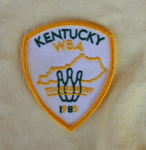 VTG Shield Shaped Sew-On Patch Kentucky WBA 1985 Tournament Gold Green Bowling - Picture 1 of 4
