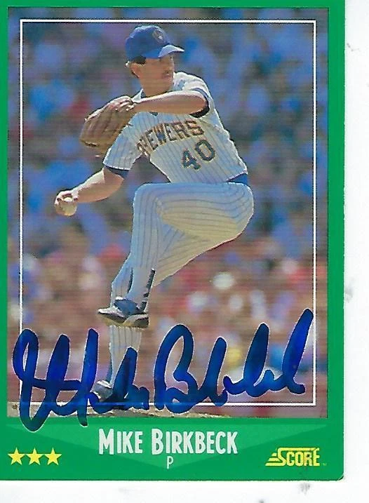 MIKE BIRKBECK SIGNED 1988 SCORE 369 - MILWAUKEE BREWERS - Image 1 of 1