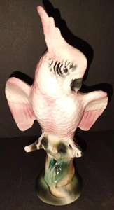 Cockatiel Bird Figurine Pink Porceline Wings Out 1950's California Pottery Vtg - Picture 1 of 4