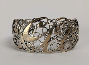 Carolyn Pollack Sterling Silver .925 Filigree Cuff Bracelet Average & Box 43 Gr - Picture 1 of 7