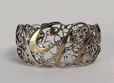 Carolyn Pollack Sterling Silver .925 Filigree Cuff Bracelet Average & Box 43 Gr - Image 1 of 4