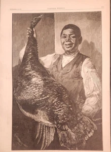 Thanksgiving Turkey On The Plantation African American Harper's Weekly 1881 - Picture 1 of 1