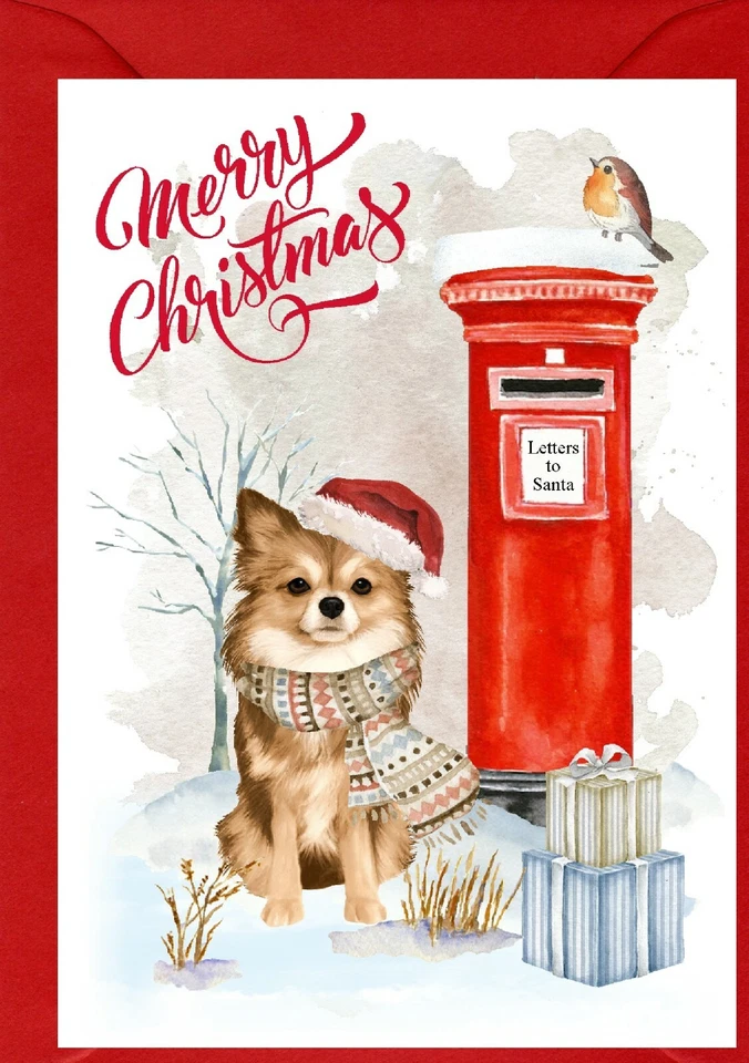 Chihuahua Dog A6 (4" x 6") Christmas Card (Blank inside) Design by Starprint - Image 1 of 1