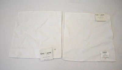 Lot of 2 Enchante Home Anton Hand Towels Washcloths White 12" x 12" Cotton - Image 1 of 4
