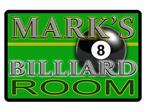 PERSONALIZED METAL SIGN YOUR NAME BILLIARDS CUSTOM SIGN DURABLE FULL COLOR #043 - Picture 1 of 2