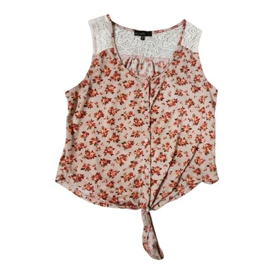 Blusa sin mangas vintage con estampado floral primavera talla mediana y lazo cintura Foto 1 de 4