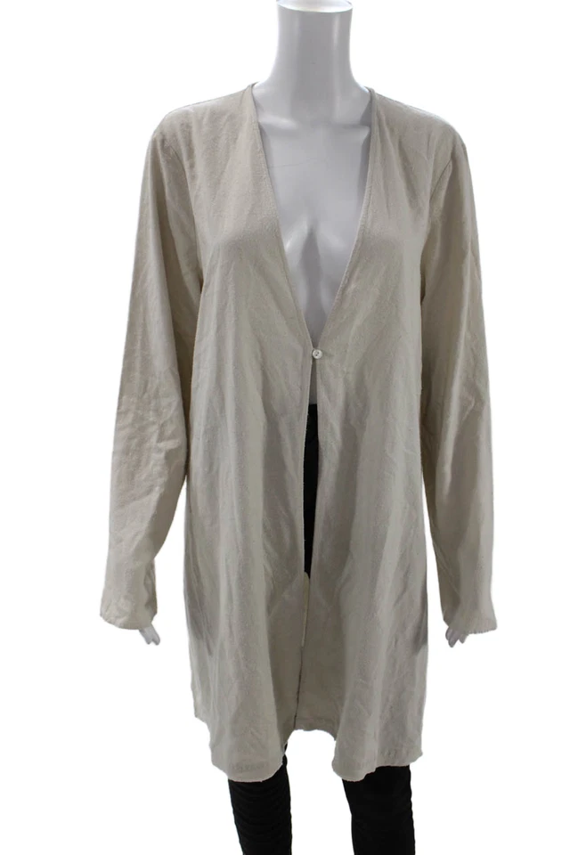 Cárdigan suéter crema Eileen Fisher para mujer seda negro abotonable talla M Foto 1 de 4