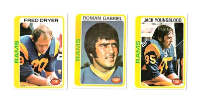 1978 Topps Football L.A.Rams (3) Jack Younblood,Roman Gabriel,Fred Dryer Nm/Mt - Image 1 of 2